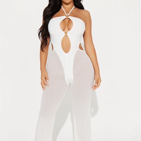 Chic White Cutout Jumpsuit - Picture 1 of 2